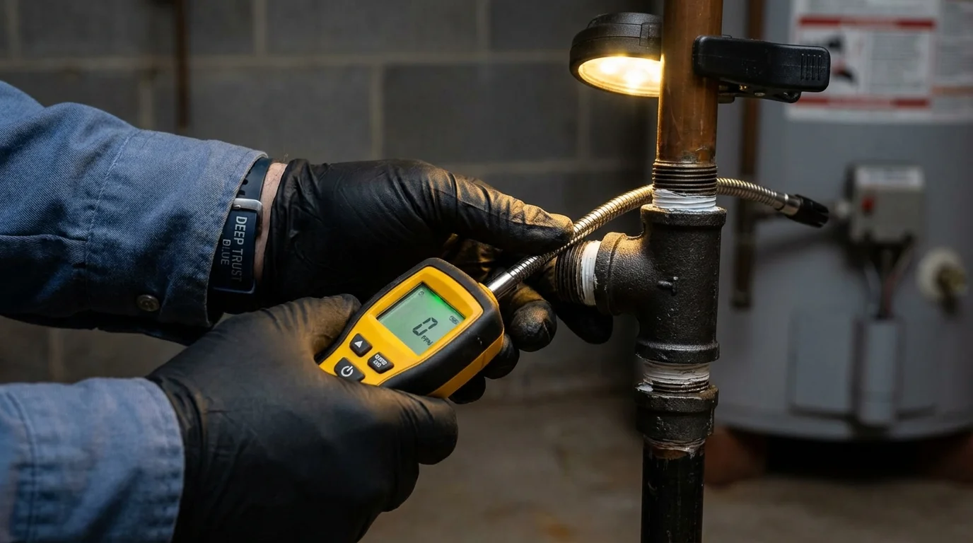Gas leak detection with electronic sniffer by Johns Plumbing LLC in Escanaba