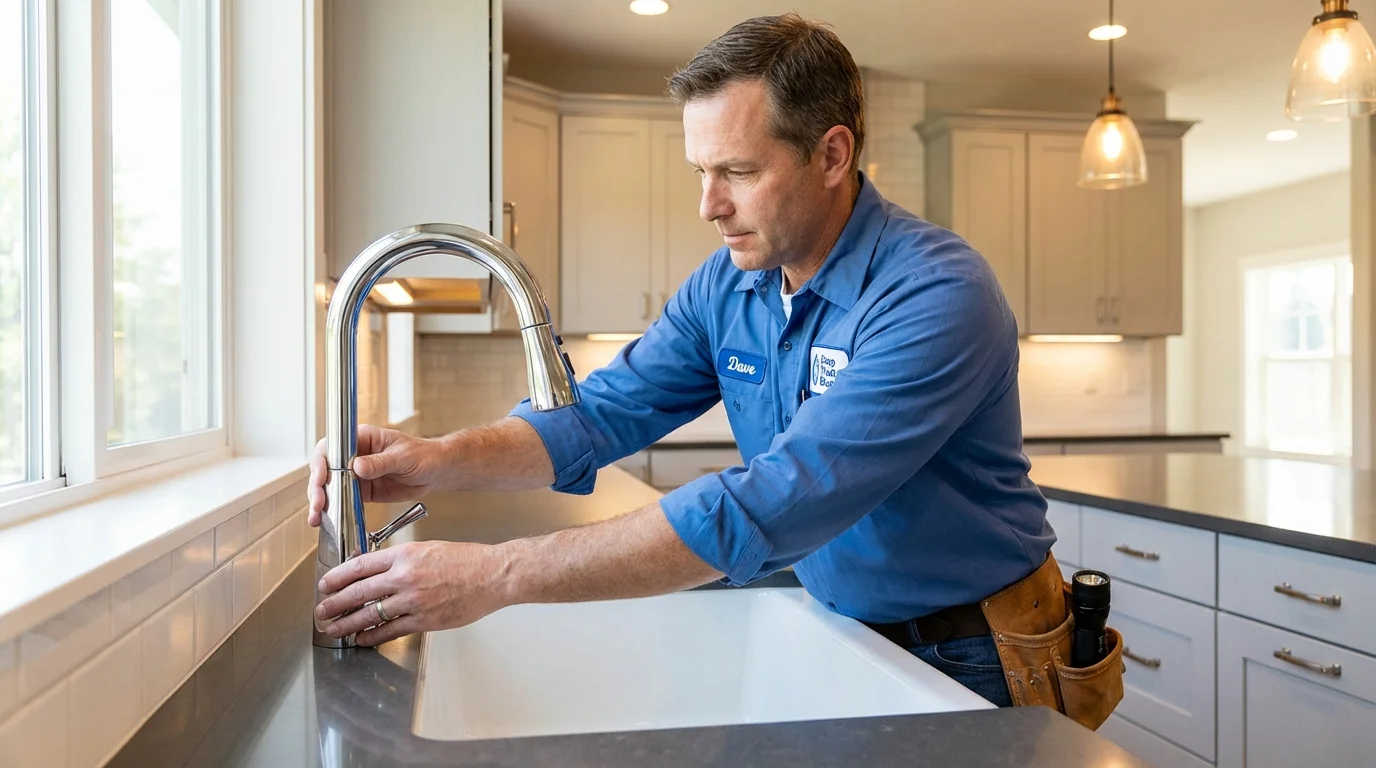 Kitchen faucet installation by Johns Plumbing LLC in Escanaba