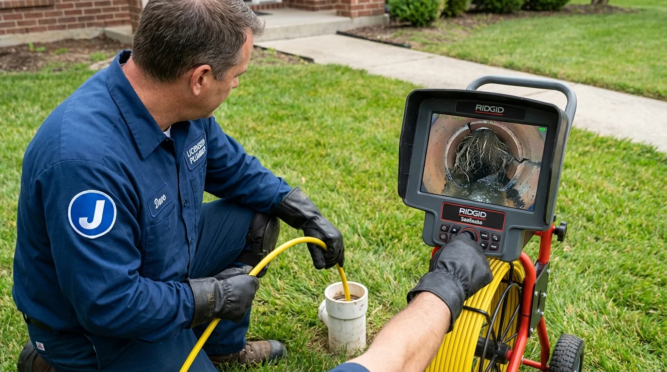 Sewer camera inspection being performed by Johns Plumbing LLC in Escanaba